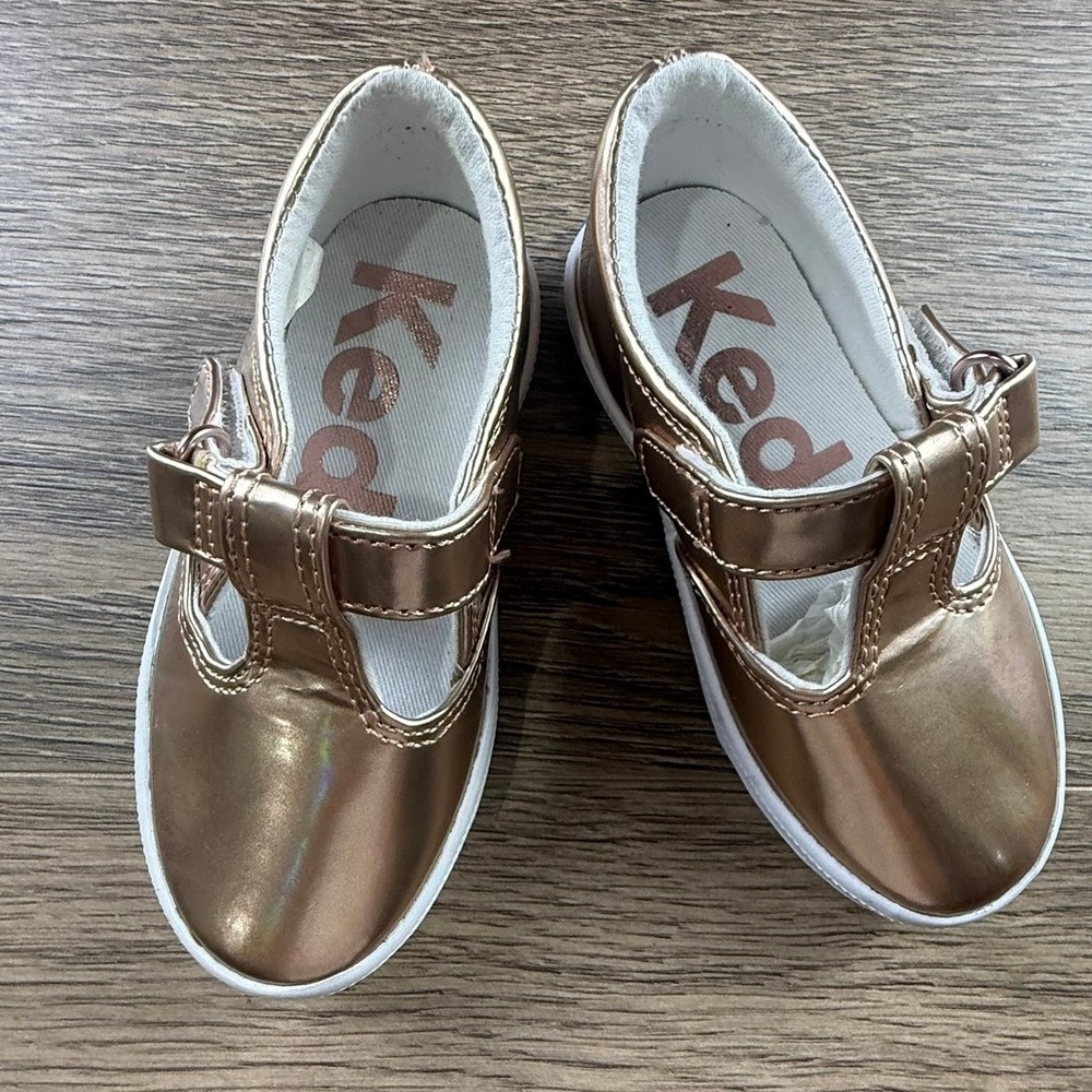 Keds Kora T-Strap Rose Gold Metallic Sneakers Toddler Girls Size 6 New Casual